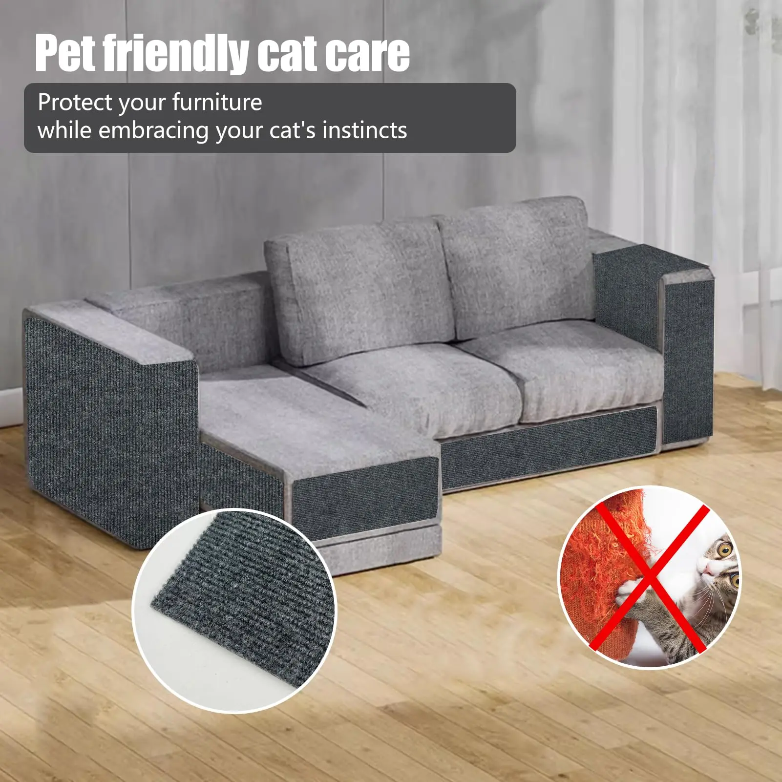 Anti-Kratzmatte für Katzen, zuschneidbar, selbstklebend, Teppichmatte – Bild 4