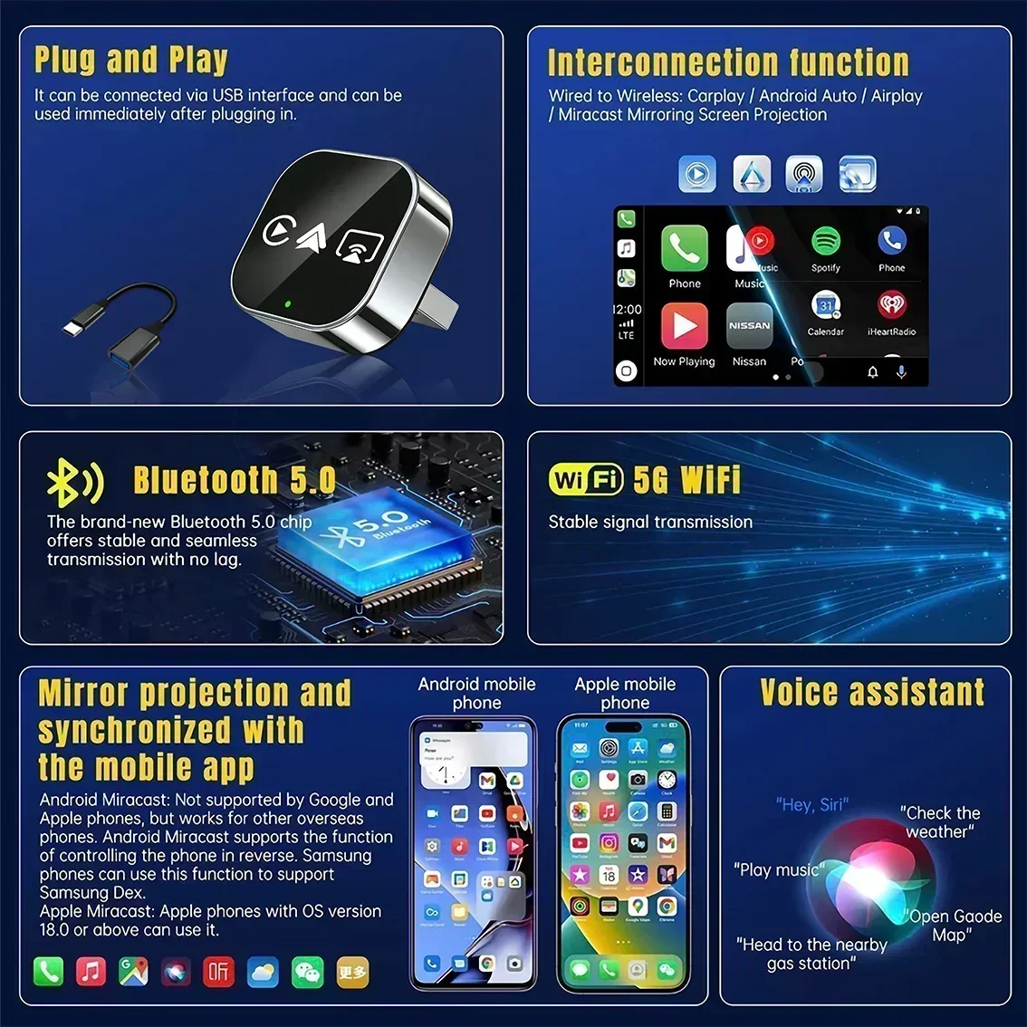 CarRocket Intelligente Autosysteme 4-in-1 Kabelloser CarPlay-Adapter – Bild 2