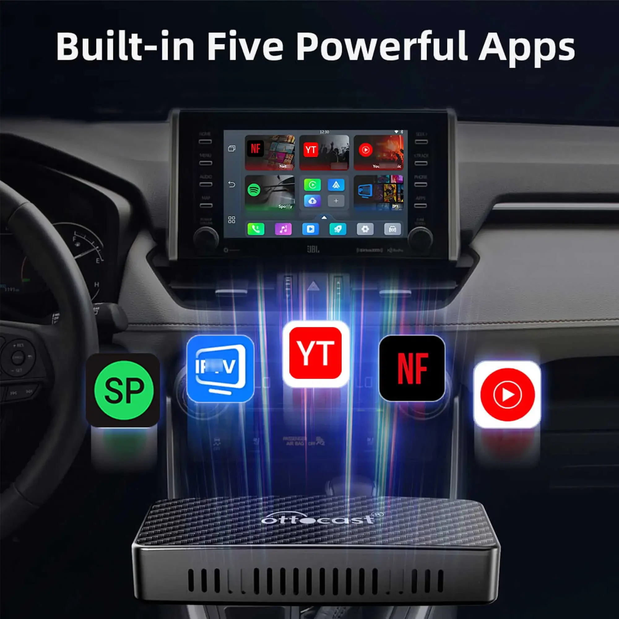 OTTOCAST Play2Video AI Box für Youtube Netflix Wireless CarPlay – Bild 2