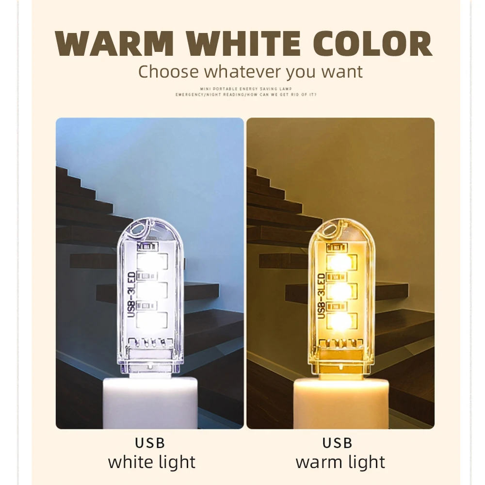 Tragbare USB Streifen Licht Mini Led Warm Weiß Nacht Lichter (5 Stück) – Bild 4