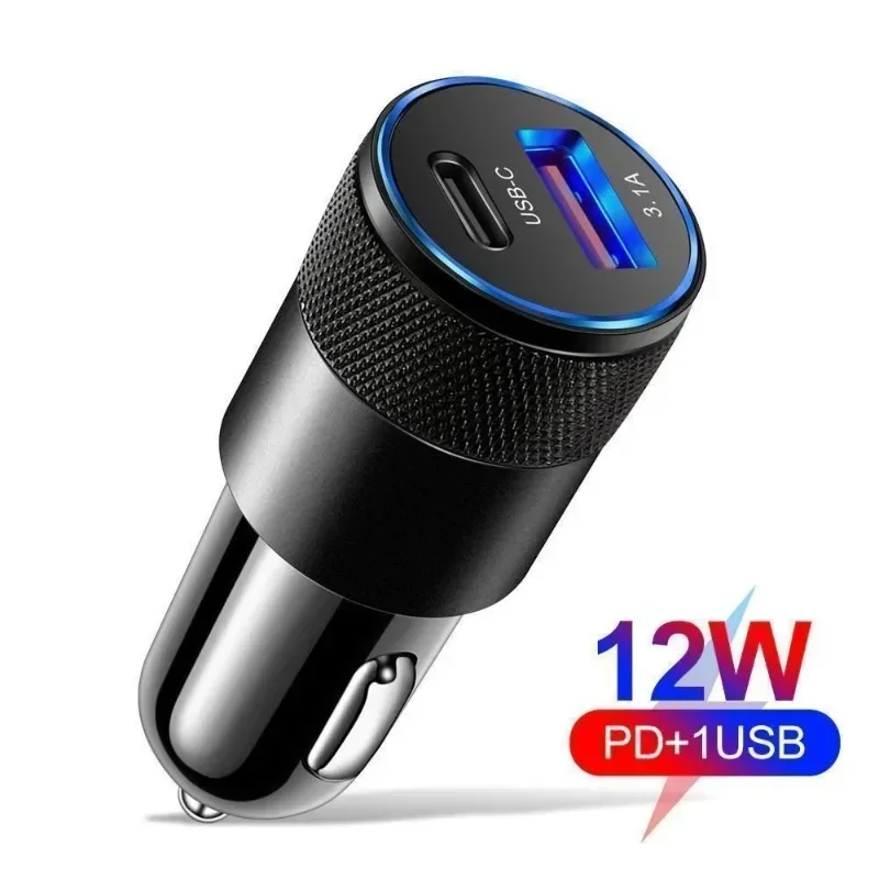 USB C schnelles Autoladegerät, 12 W 3,1 A PD Typ C Autoadapter 2-Port USB C Autostecker