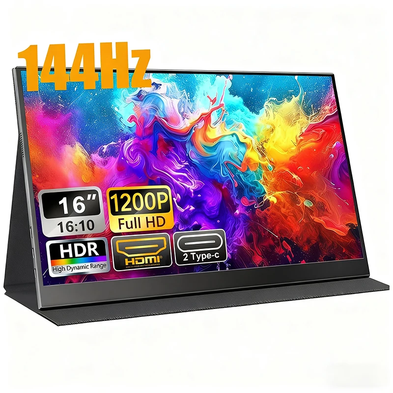 144Hz 16 Zoll tragbarer Monitor FHD IPS Bildschirm 1200P HDR 16:10 Display mit VESA-Halterung HDMI USB Type-C