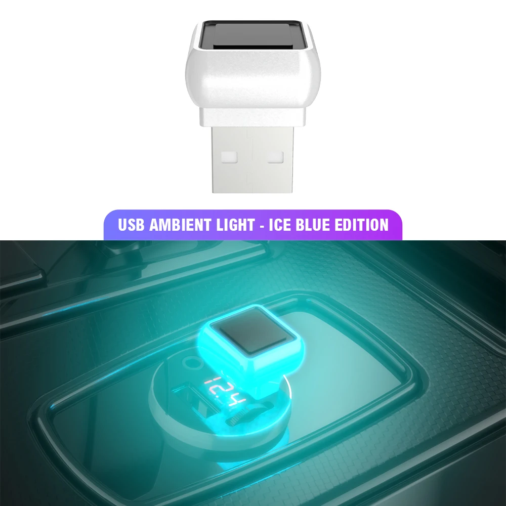 Auto-USB-Ambientebeleuchtung, Quadratische Tragbare LED-Nachttischlampe