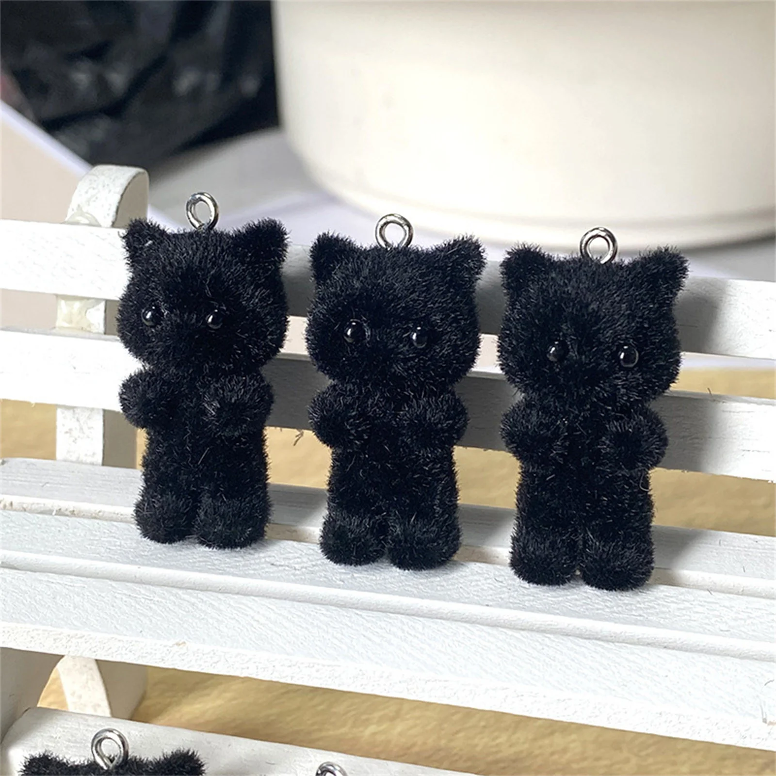 Beflockungsanhänger Kawaii Katze Tieranhänger (2 Stück) – Bild 4