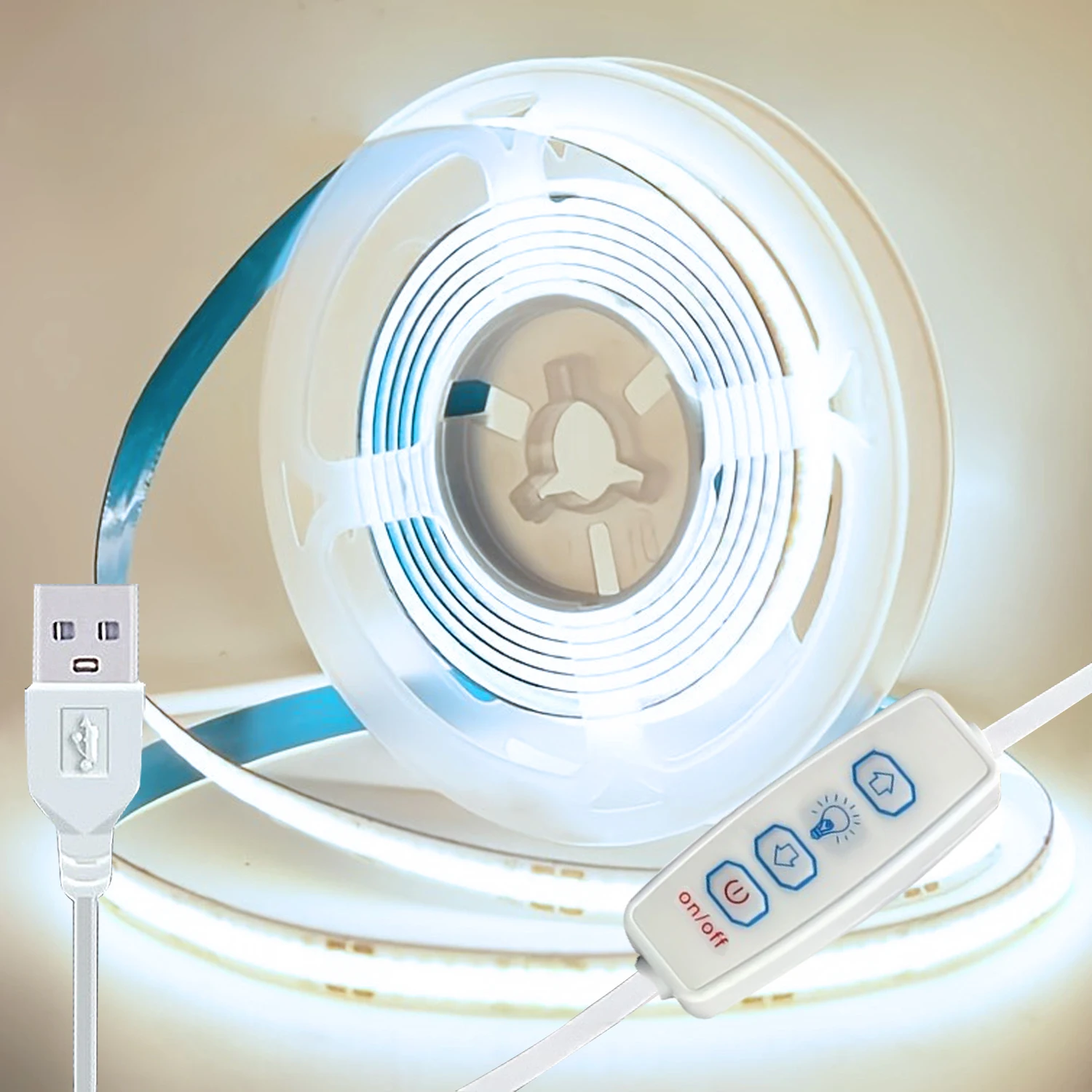 5V COB LED Streifen Lichter 3key Dimmbare Flexible Band Band Weiß Warm Weiß Beleuchtung für Zimmer TV Spiegel