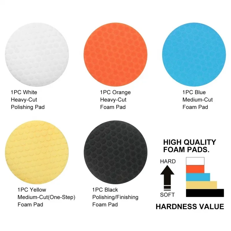 5 Zoll (125 mm) Polierpad-Set Polierer Wachspads Polier-Set (5 Stück) – Bild 4