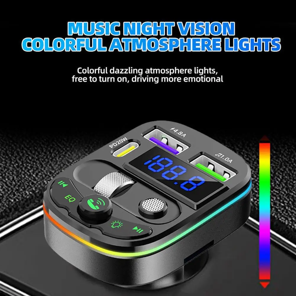 Bluetooth 5.3 FM-Transmitter Freisprecheinrichtung Auto AUX Radio – Bild 3