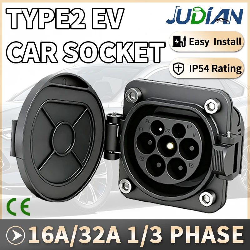 Typ2 Quadratische Ladebuchse EV-Ladegerät Männliche Steckdose Typ 2 IEC62196 16A 32A Elektroauto-Ladestecker
