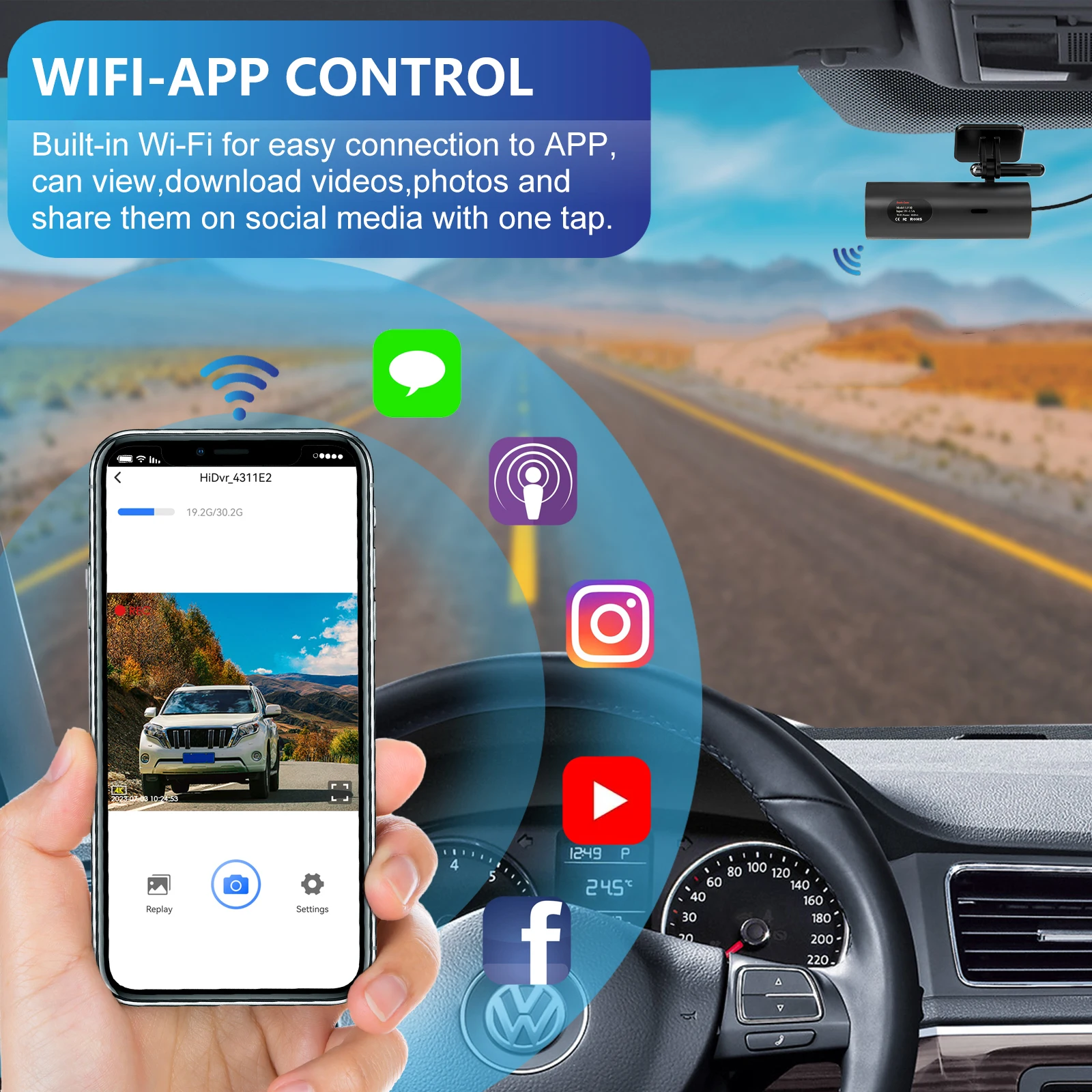 Dashcam für Auto-Blackbox Fahrvideoaufzeichnungen 4K/2K WiFi – Bild 3