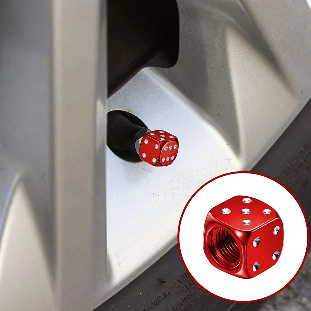 DSYCAR 2/8 Stück Aluminium-Reifenventilkappen, Würfelrad, Vorbau – Bild 5