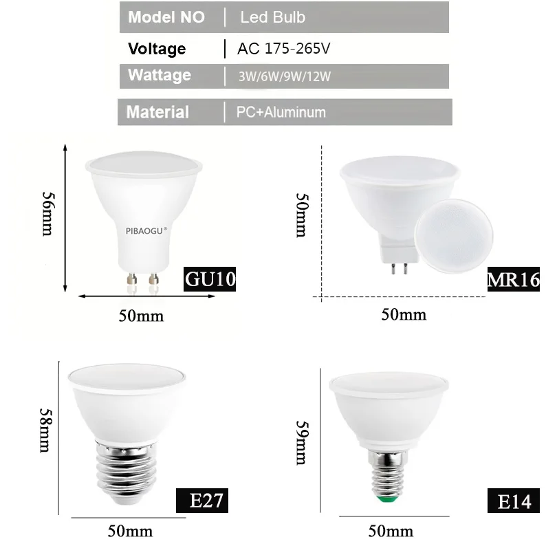 GU10 E27 E14 MR16 GU5.3 Lampada Led-lampe 3 W 6 W 9 W 12 W (10 Stück) – Bild 2