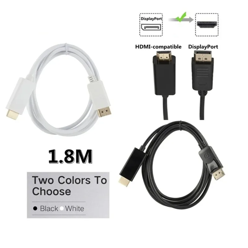 Dp Zu HDMI-kompatibel Kabel 1,8 m 1080 HD Adapter Kabel Computer – Bild 2
