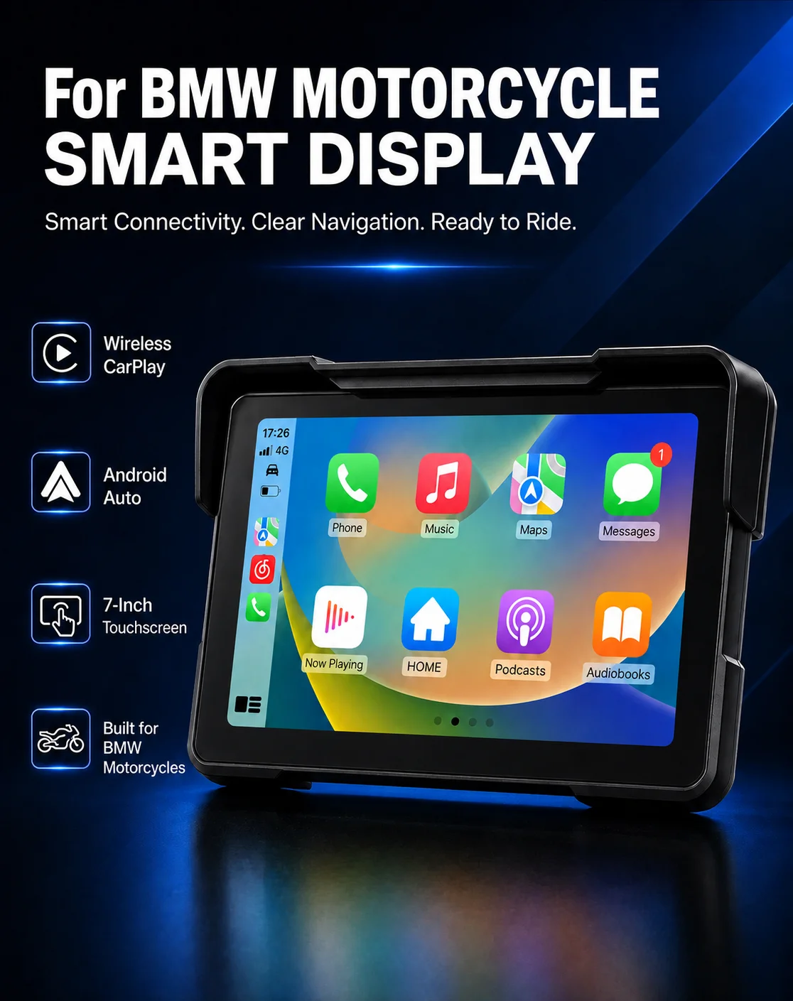 Jansite 7 Zoll Für BMW Motorrad Carplay GPS-Navigation Drahtloses – Bild 2