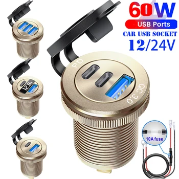 USB-Autoladegerät-Anschluss USB für Auto 12 V Steckdose Schnellladung für 12 V 24 V LKW Motorrad RV Marine