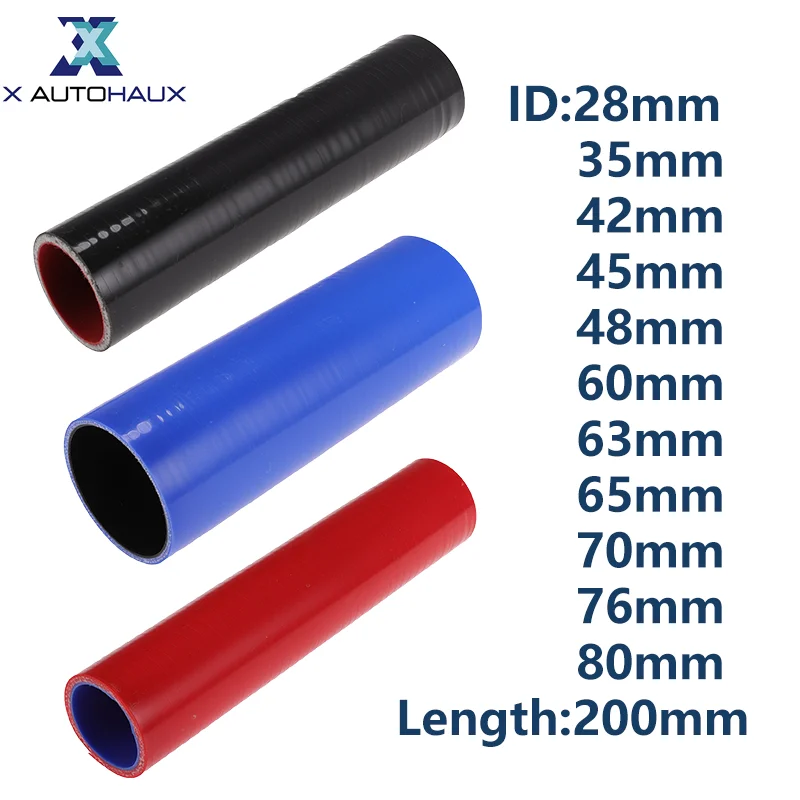 X Autohaux 28/35/42/45/48/60/65/70/76/80 mm ID Auto-Silikonschlauch, 200 mm Länge, Kühler-Kühlmittelrohr