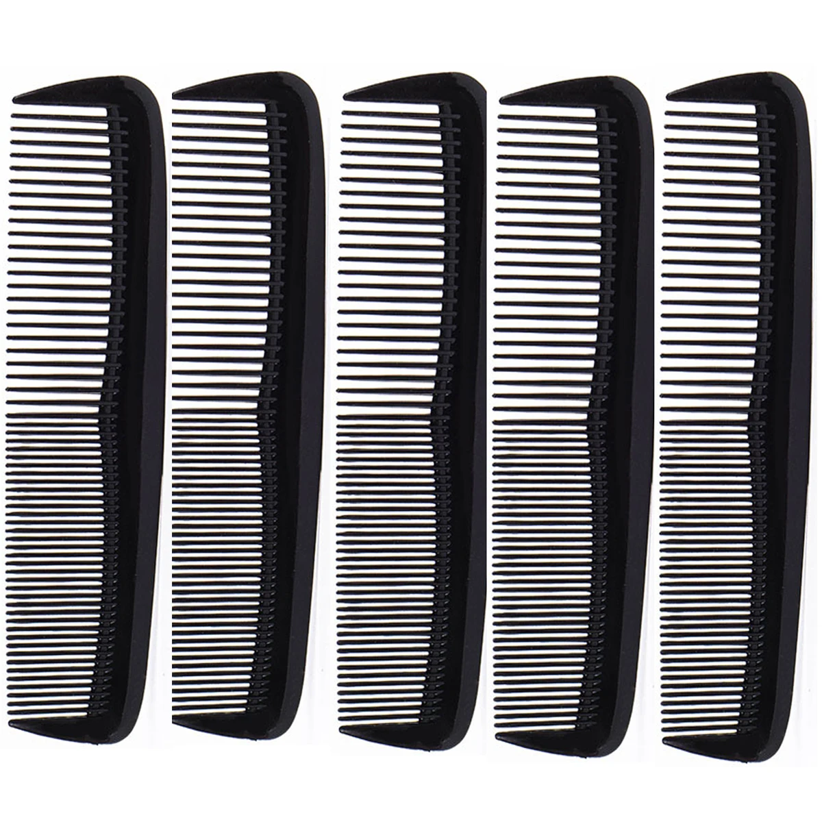 Schwarzer Haarstyling-Kamm, Haarkamm mit feinen Zähnen, hitzebeständiger Kamm, doppelköpfiger (5 Stück)