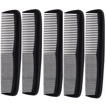 Schwarzer Haarstyling-Kamm, Haarkamm mit feinen Zähnen, hitzebeständiger Kamm, doppelköpfiger (5 Stück)