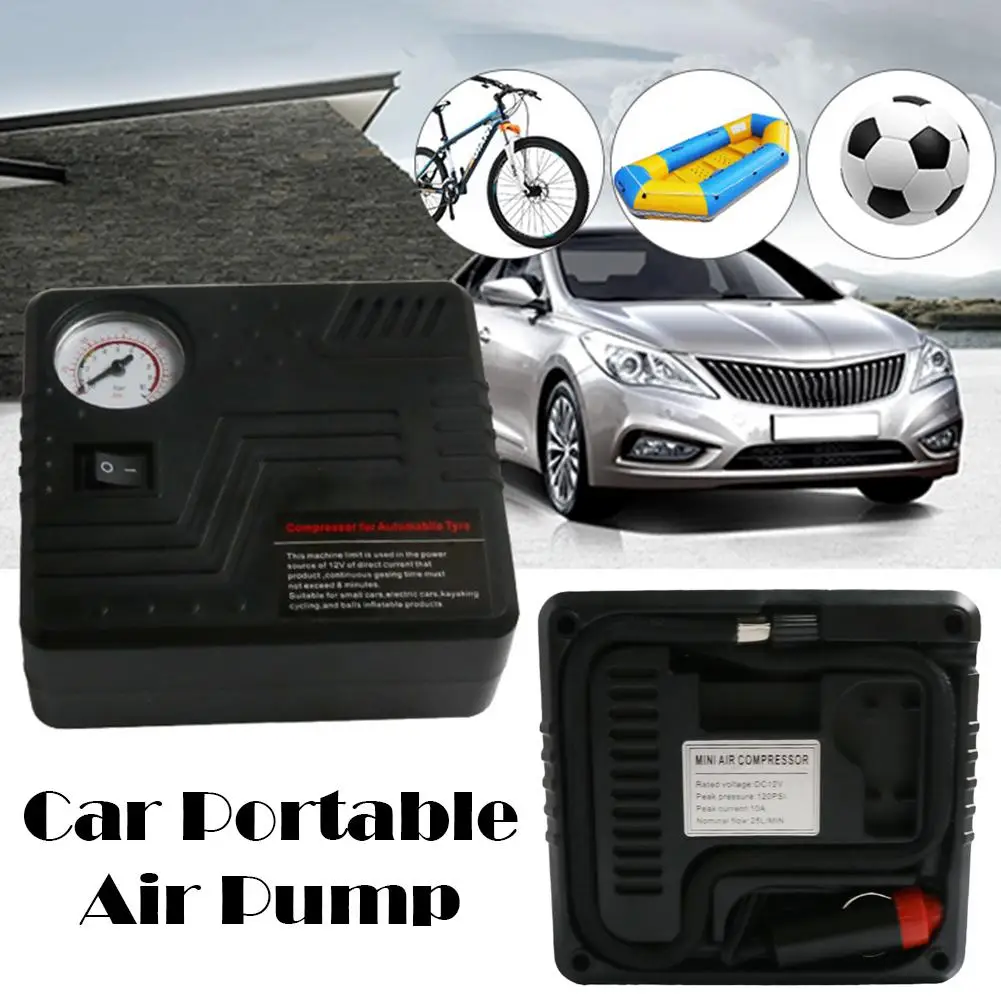 Auto-Notfallluftpumpe, Auto-Reifenfüller, DC 12 V, mit Manometer – Bild 3