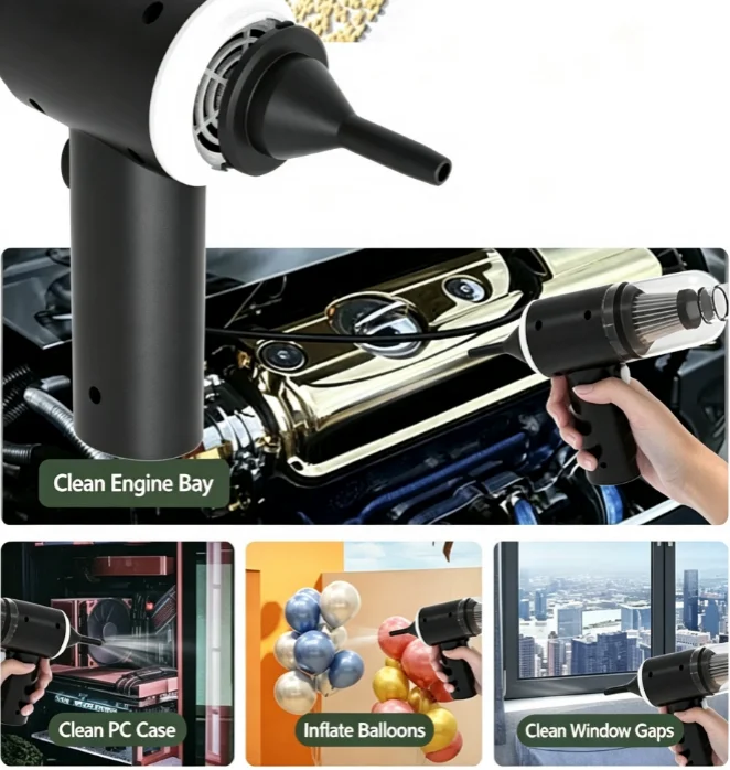 Handstaubsauger für das Auto, tragbar, kabellos, mit Dualfunktion – Bild 2