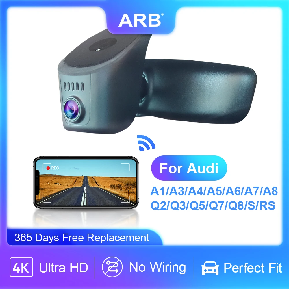 ARB 4K Dash Cam für Audi A3 Q5 A4 Q3 A6 Q7 A1 Q2 A5 Q8 A8 TT RS S 2019-2026, High Definition Dashboard Kamera