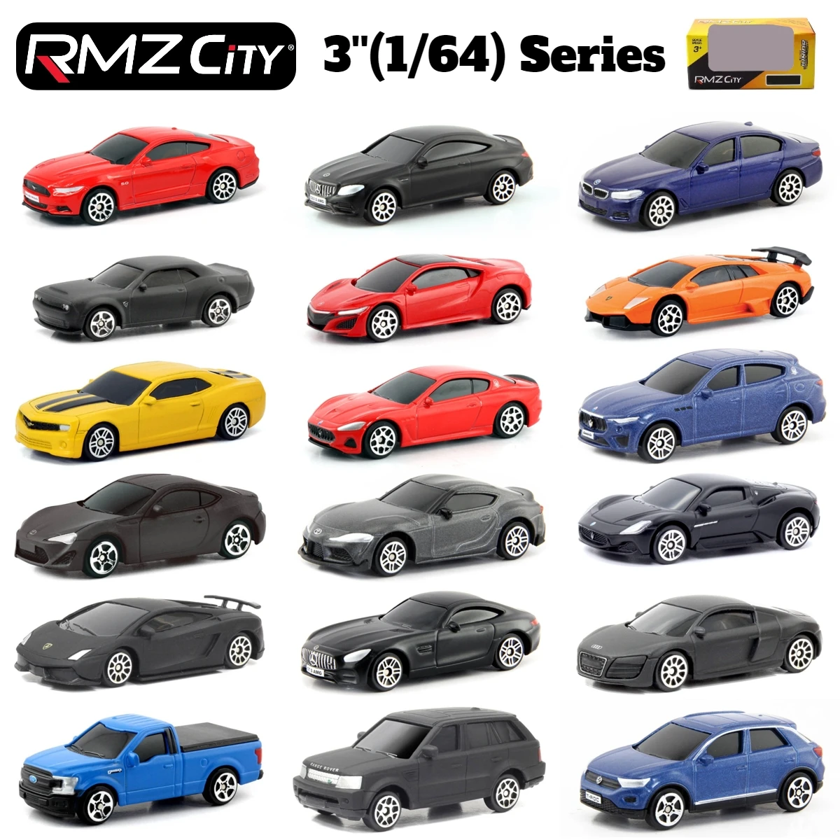 1/64 RMZ CiTY Druckguss-Spielzeugautomodell, Miniatur-3-Zoll-Kollektion mit freien Rädern, geeignet für Hot
