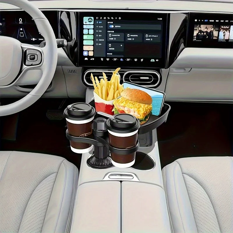 3-in-1 Detachable Car Cup Holder Tray-Expandable Food Table with 360° – Bild 5
