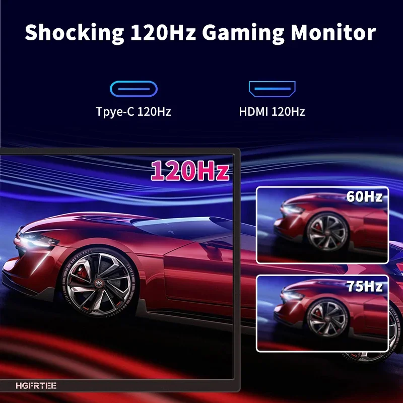 HGFRTEE 18,5-Zoll-tragbarer Monitor 120 Hz RGB100 % mit VESA-Loch – Bild 5
