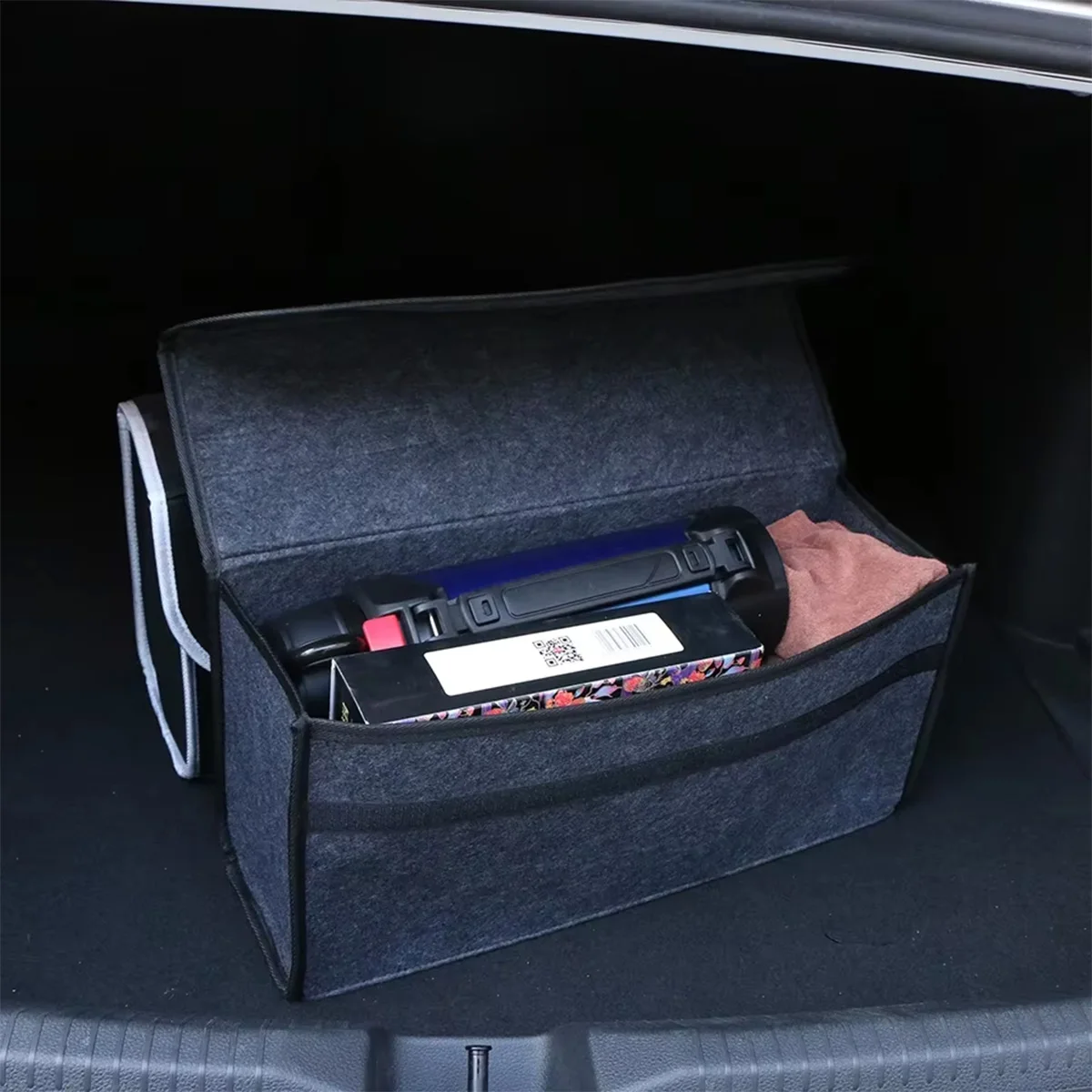 Dunkelgraue Autofilz-Aufbewahrungsbox Auto-Aufbewahrungstasche – Bild 2