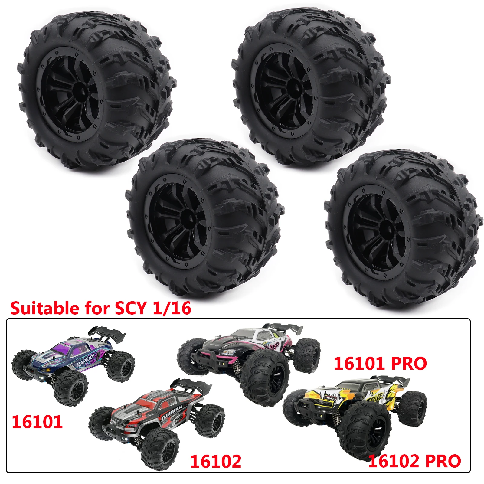 12mm Hex Skidproof Gummi Reifen 6034 für SCY 16101 PRO 16102 (4 Stück) – Bild 2