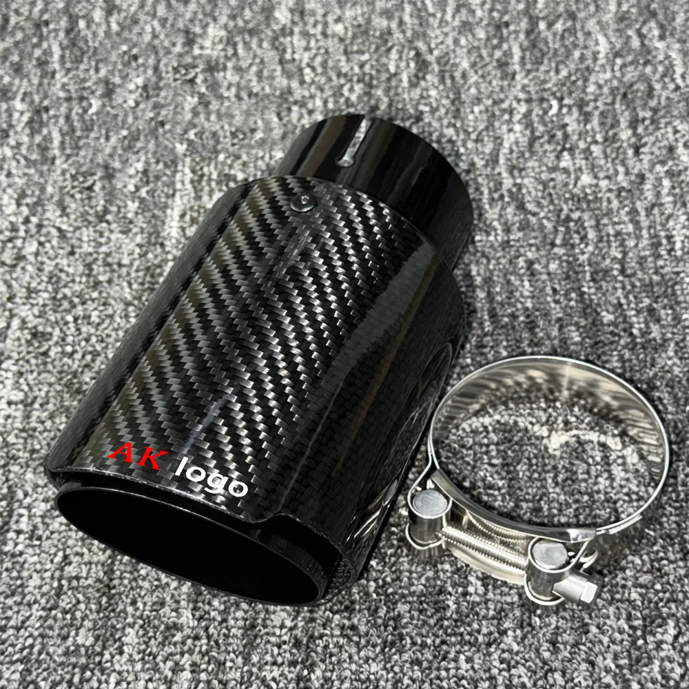 Auto-Tuning Einzelauspuff-Endrohr Schwarz Glänzend Carbonfaser – Bild 6