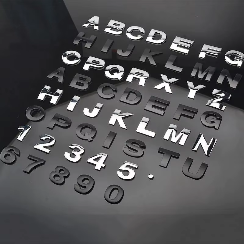 3d Metall DIY Styling Buchstaben Wort Alphabet Emblem Abziehbilder Zahlen Kennzeichnung Auto Aufkleber Heck