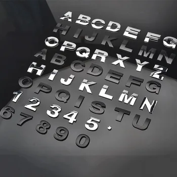 3d Metall DIY Styling Buchstaben Wort Alphabet Emblem Abziehbilder Zahlen Kennzeichnung Auto Aufkleber Heck