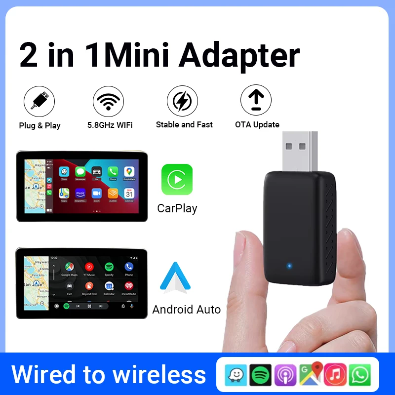 XUDA 2025 Neue Drahtlose Carplay und Android Auto 2 in 1 smart Mini Box WIFI BT Auto Connect Für Toyota Volvo