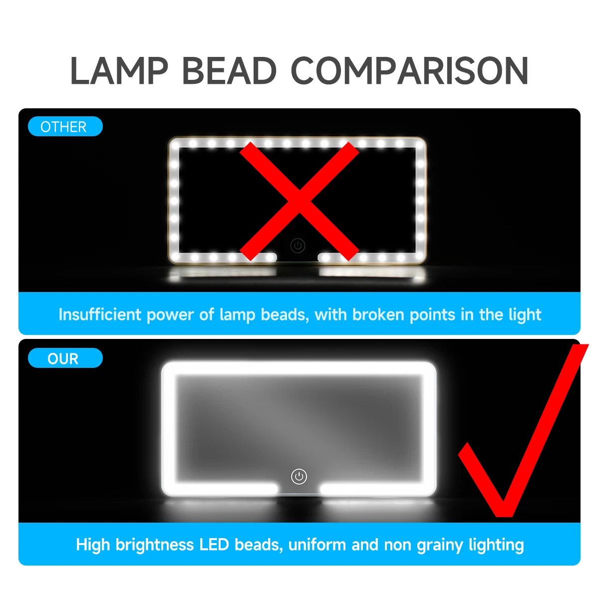 LED Auto Make-Up HD Spiegel Sonnenschirm Make-Up Hängen Spiegel Ultra – Bild 6