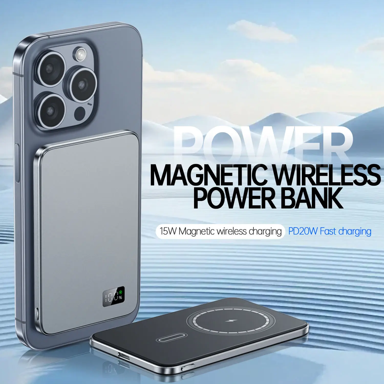 10000 mAh ultradünne Powerbank für MagSafe, magnetischer kabelloser – Bild 6