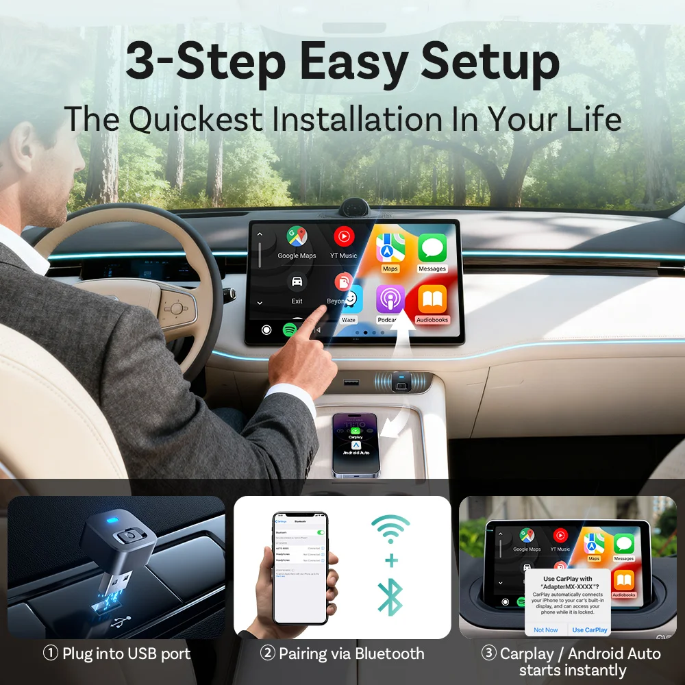 Ottocast Express Mini Dot Kabelloser Carplay-Adapter Android Auto – Bild 4