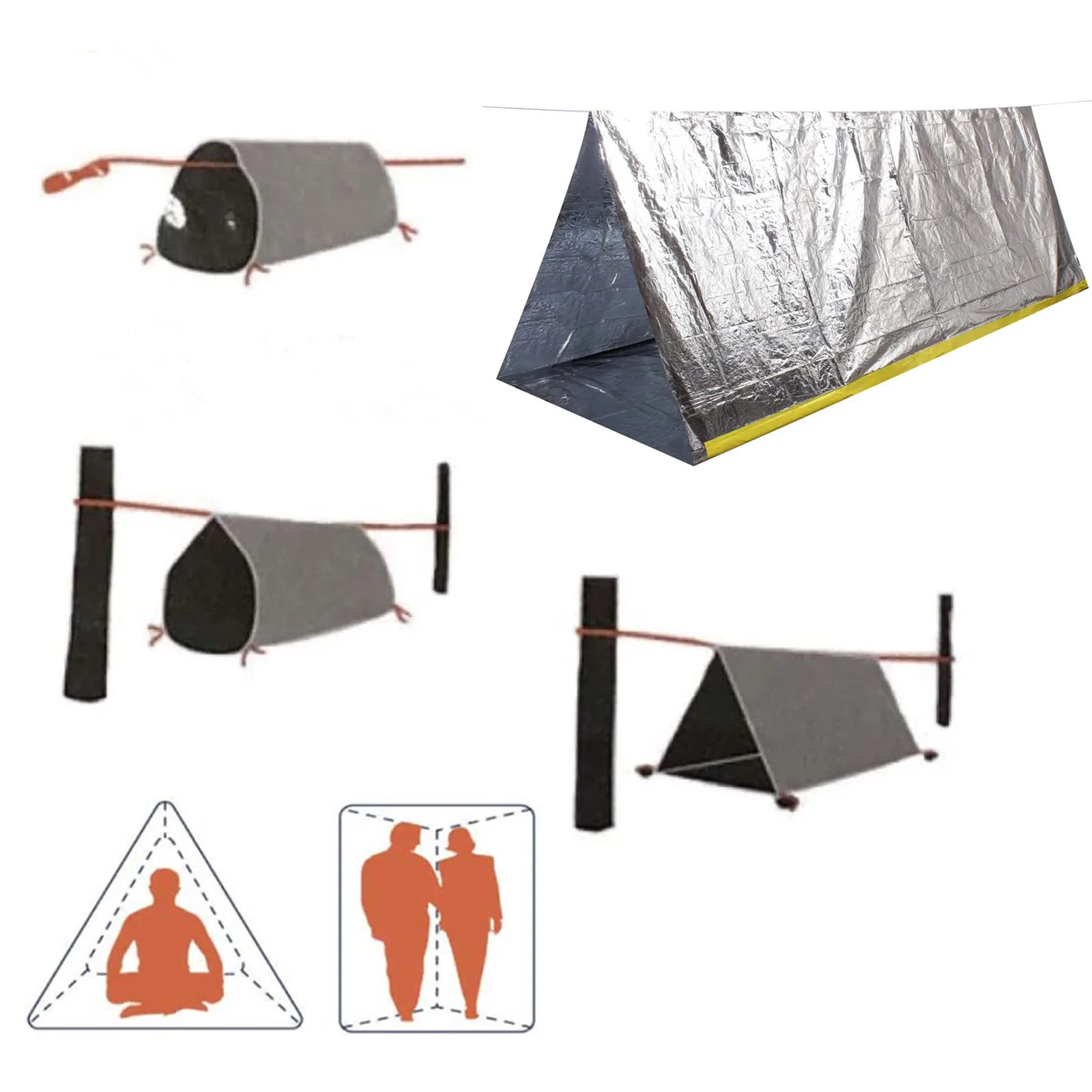 Notfallzelt, Wasserdichtes 2-Personen-Notfall-Röhrenzelt für Camping – Bild 4