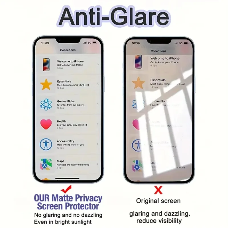 4er-Set Vollflächiger Matter Sichtschutz-Displayschutz für iPhone 15 – Bild 2