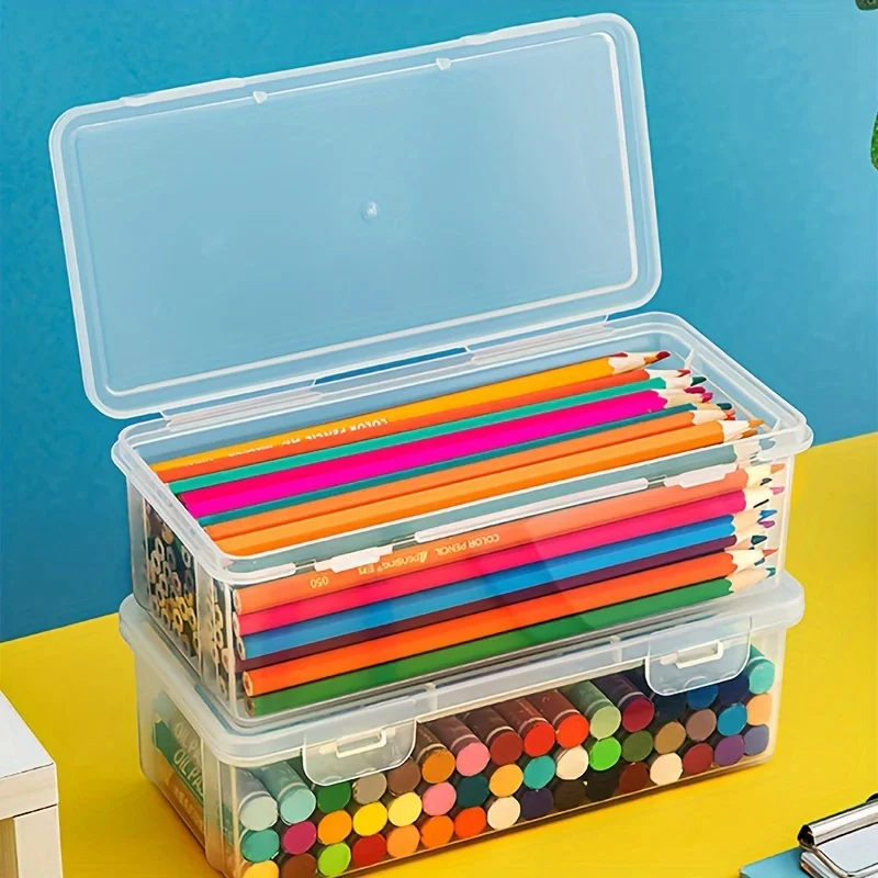 Transparente Kunststoff-Bleistiftboxen mit großer Kapazität (2 Stück) – Bild 3