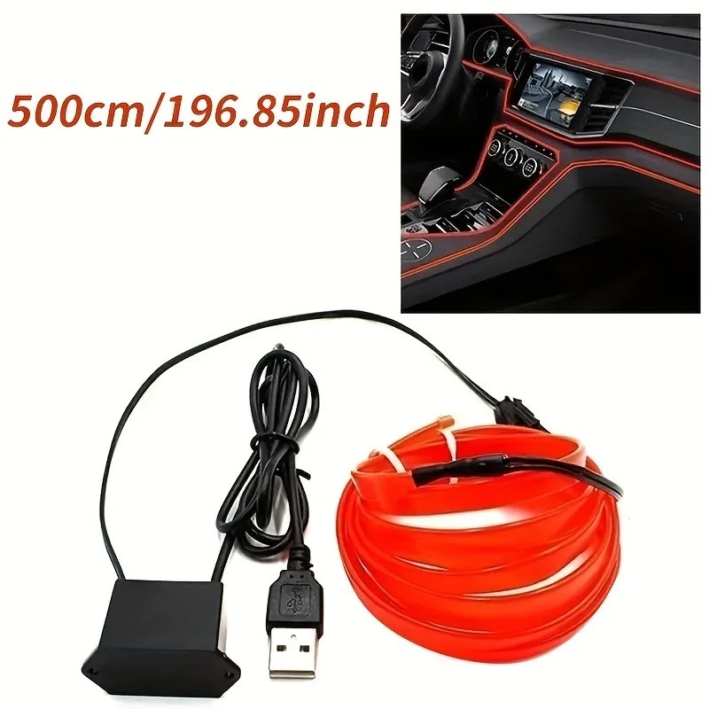 5M Autoumgebung El Wire LED USB Flexible Neon Innenbeleuchtung Auto Dekoratives Zubehör