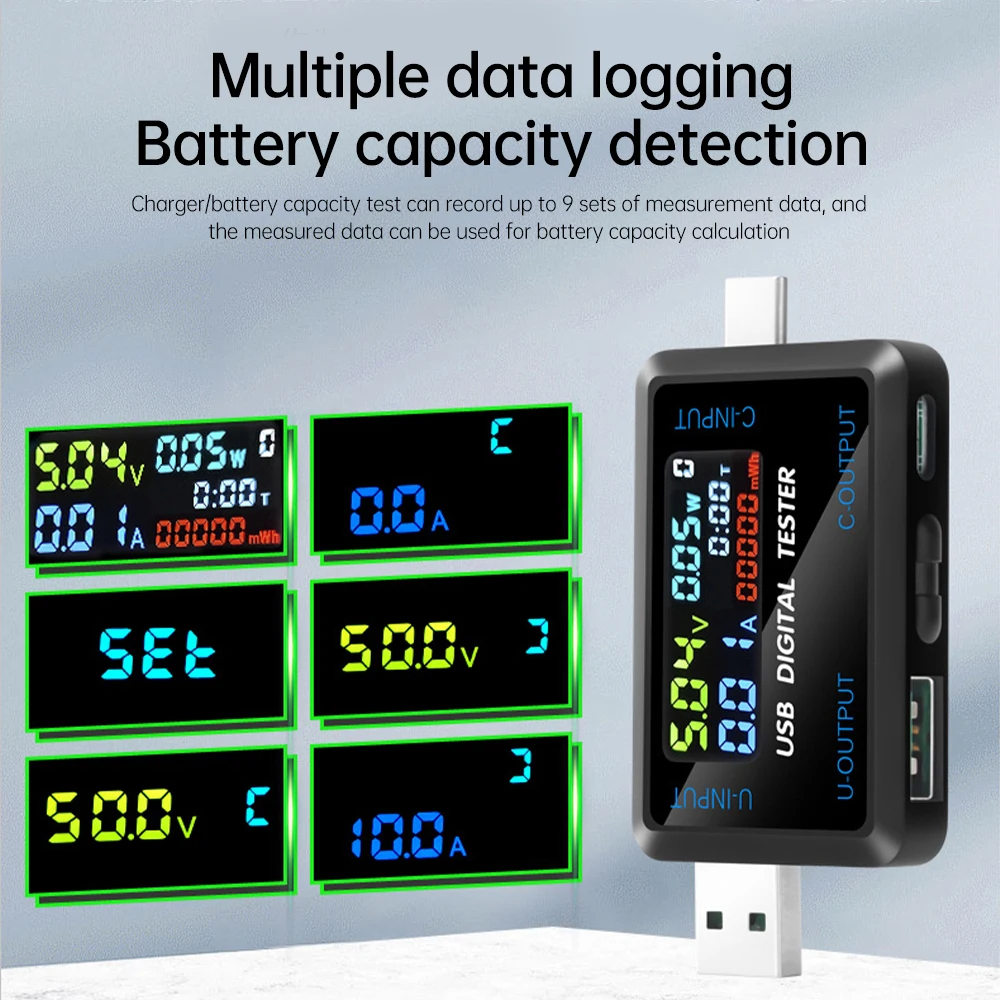 Schnellladetester, 10-in-1, USB, 4,5-36 V, 0-8 A, Voltmeter, Strom – Bild 3