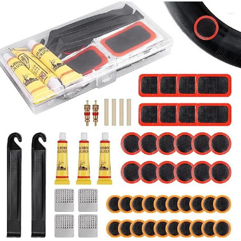 Fahrrad Flache Reifen Reparatur Kit Werkzeug Set 48 stücke Tragbare Gummi Fetal Reparatur Werkzeuge fahrrad