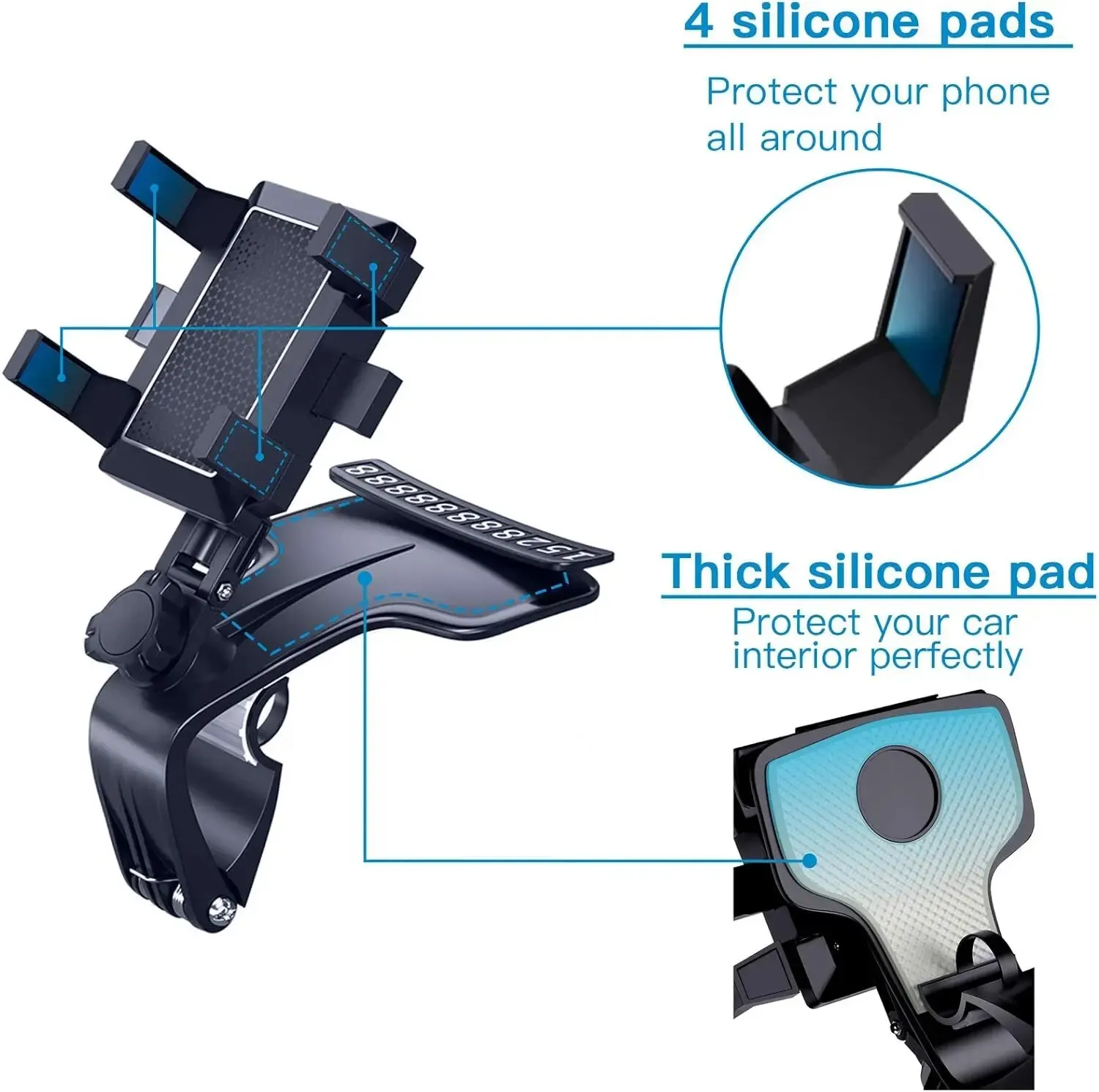 Kfz-Handyhalterung für Armaturenbrett, 1200 ° Rotierender Handyhalter – Bild 5