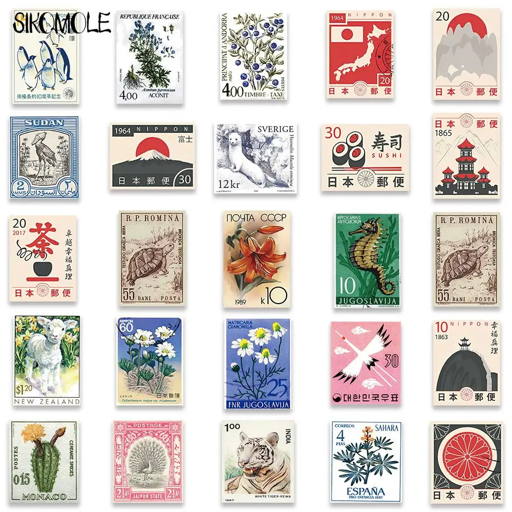 Cartoon Retro Kunst Briefmarken Aufkleber Japanischen Stil DIY Reise – Bild 6