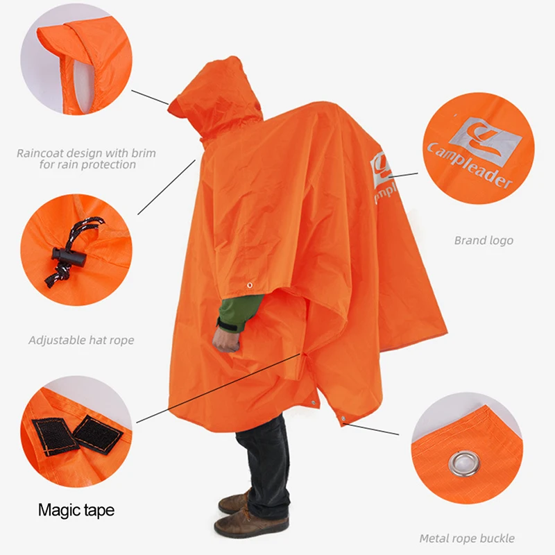 Outdoor 3-in-1-Regenmantel mit Kapuze, wasserdicht, Regenponcho – Bild 4