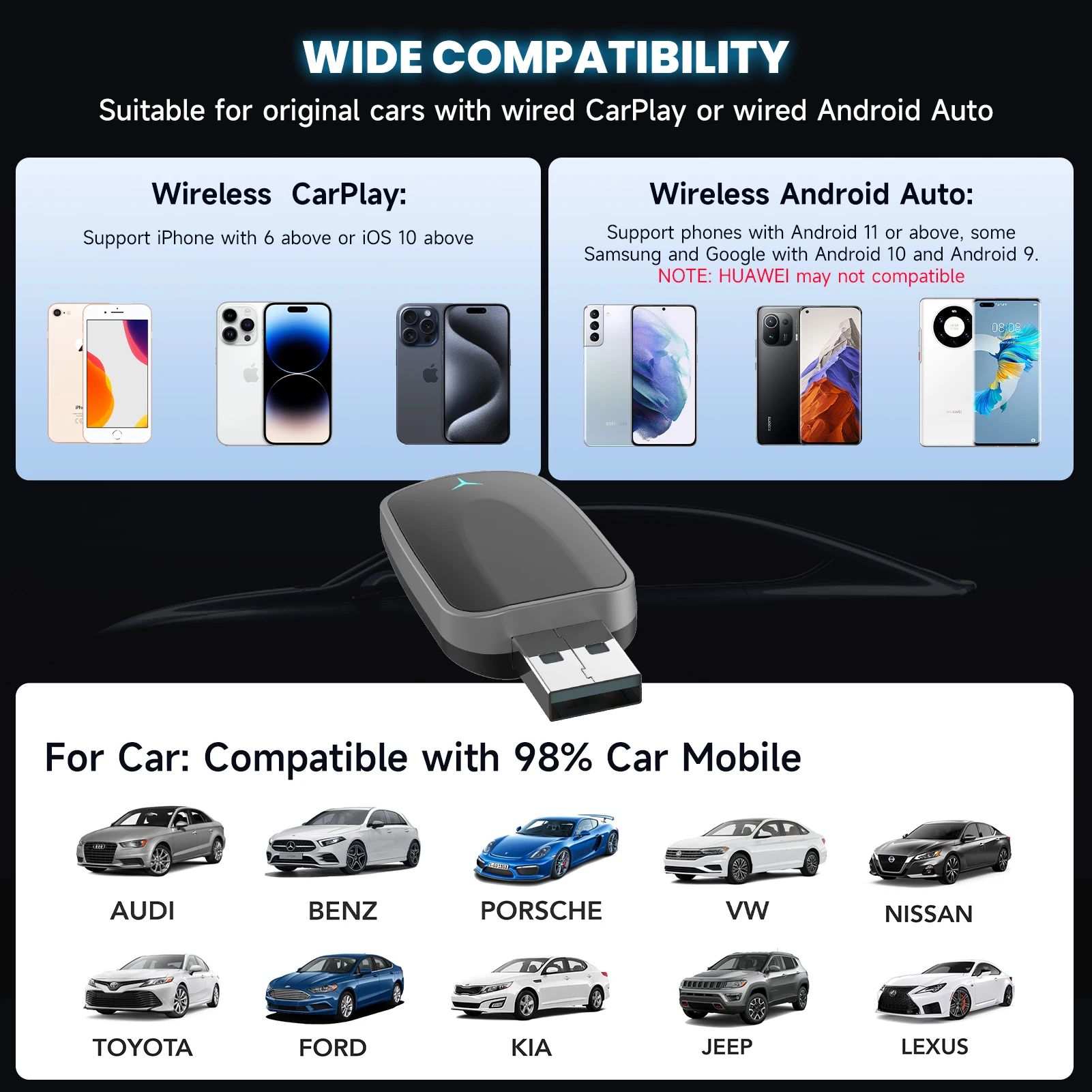 Kabelloser CarPlay- und Android-Auto-Adapter, Plug-and-Play-Dongle – Bild 4