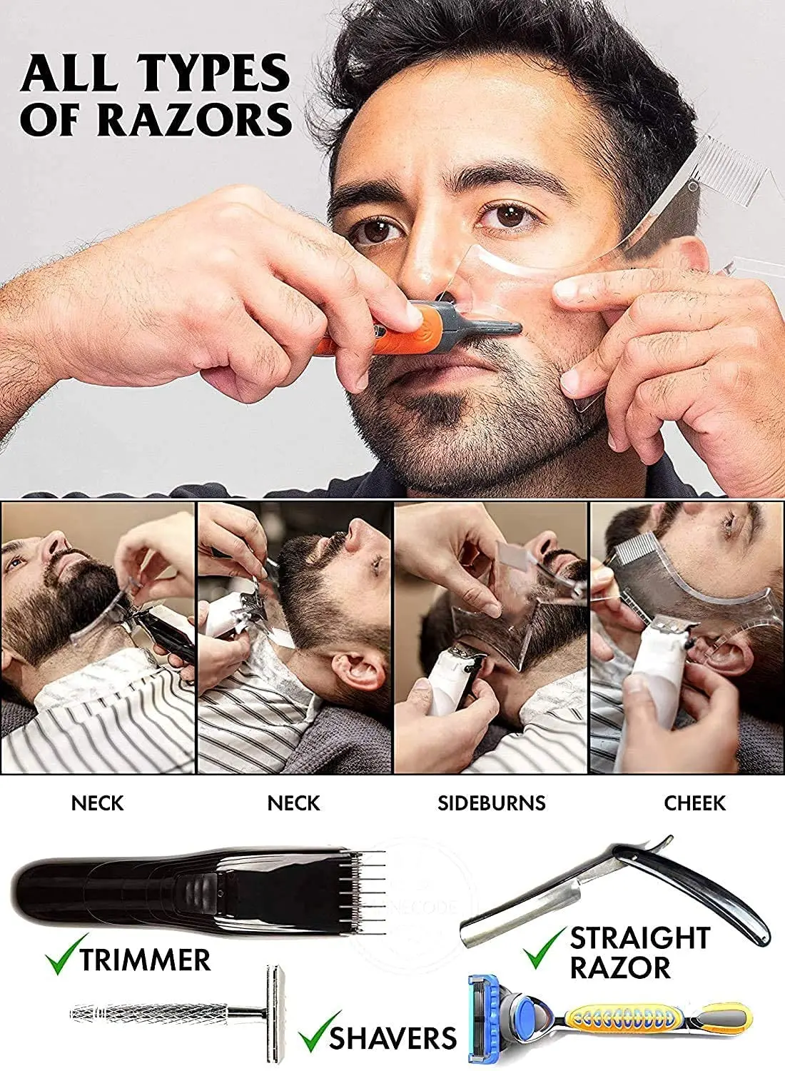 Bart-Styling-Vorlage für Männer, Schablone, Bartkamm für Männer – Bild 5