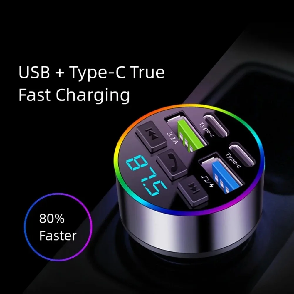 Bluetooth 5.0 Auto-FM-Transmitter Freisprecheinrichtung Drahtloses – Bild 4