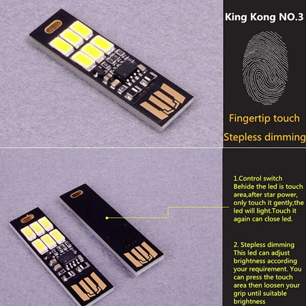 Mini USB LED Leselampe 5 V mit Touch-Dimmer, für Powerbank und Laptop – Bild 4