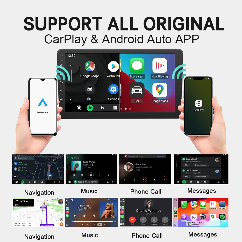 XUDA 2in1 Wireless CarPlay Adapter Android Auto AI Smart Box Auto – Bild 5